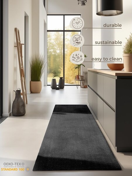 Covor tip traversă negru din iută 80x200 cm Bouclé – Hanse Home