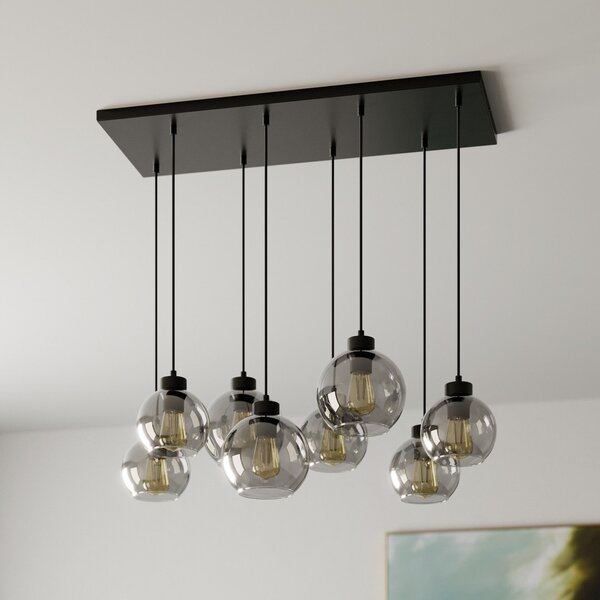 Lustră Pendul TK Lighting, Cubus, reglabil, Gri, Camera de zi, Sticlă, Modern