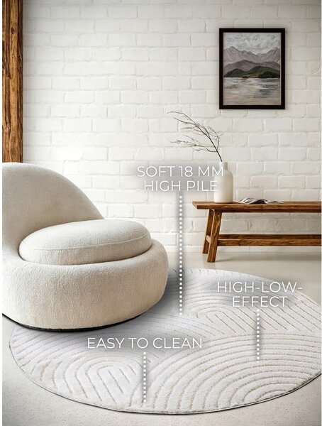 Covor alb rotund ø 160 cm Panglao New York White – Elle Decoration
