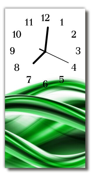 Ceas de perete din sticla vertical Arta abstracție undă verde