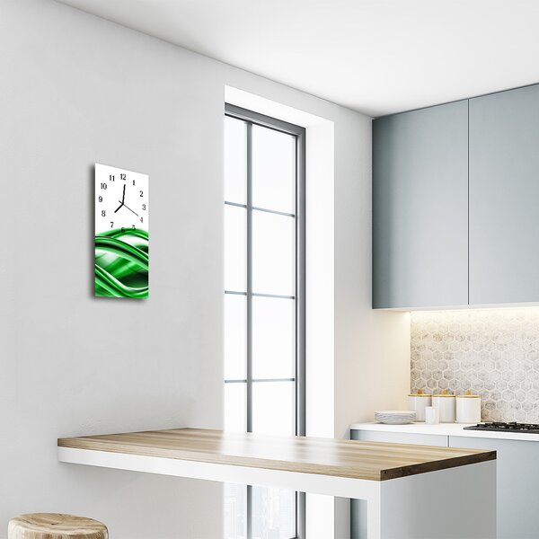 Ceas de perete din sticla vertical Arta abstracție undă verde