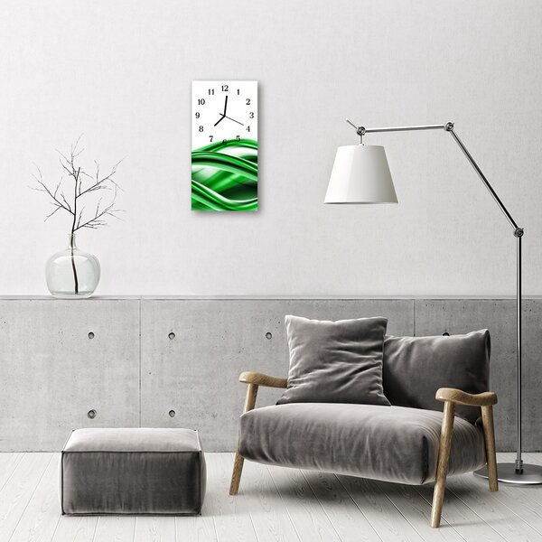Ceas de perete din sticla vertical Arta abstracție undă verde