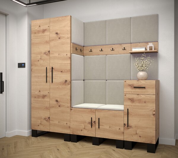 Set mobilier pentru hol Amanda 1 (Stejar artisan + bej). 1085857