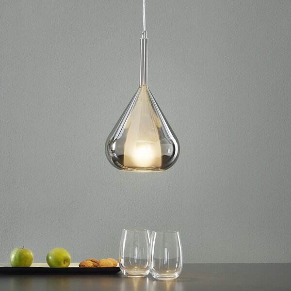 Fabas Luce Lampă suspendată violet, gri fumuriu, 1 lumină, sticlă, reglabil, Gri, Camera de zi / sufragerie, Sticlă, Modern