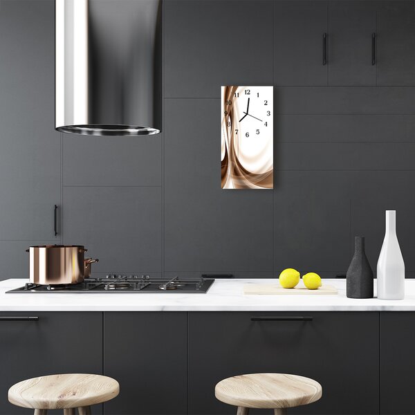 Ceas de perete din sticla vertical Linii bej art graphics