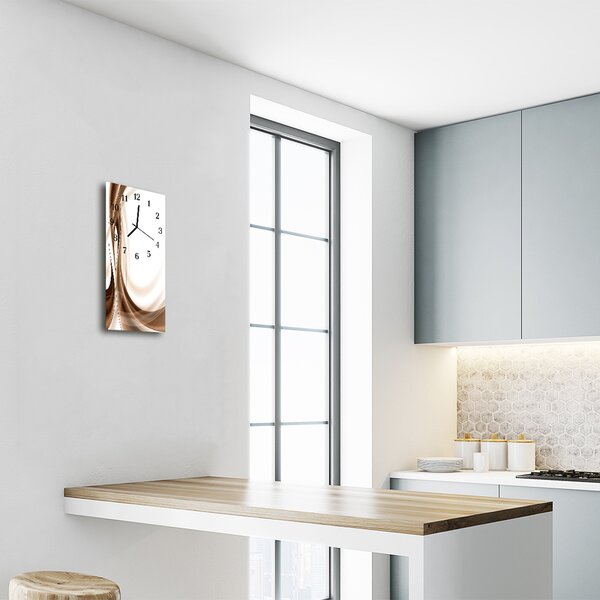 Ceas de perete din sticla vertical Linii bej art graphics
