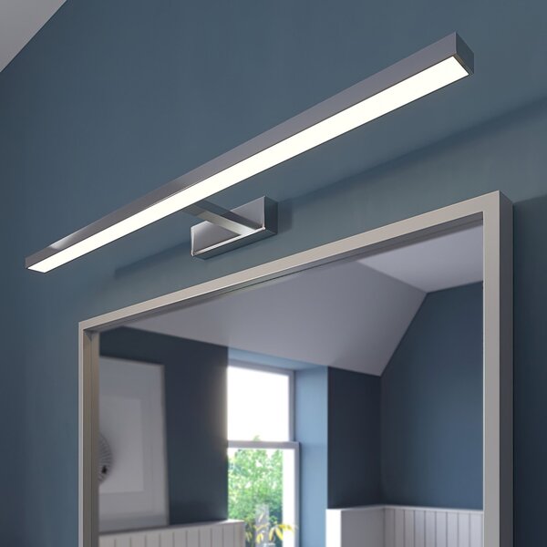 Lindby LED oglindă cu lumină Jukka, 90 cm, crom, metal, IP44, Metalic, Baie, Aluminiu, Modern