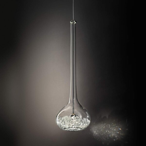 Sil-Lux Lampă suspendată Graal, o singură lumină, Transparent, Camera de zi / sufragerie, Cristal, Design