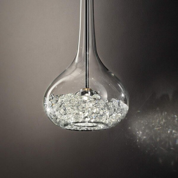 Sil-Lux Lampă suspendată Graal, o singură lumină, Transparent, Camera de zi / sufragerie, Cristal, Design