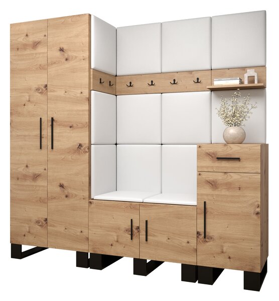 Set mobilier pentru hol Amanda 1 (Stejar artisan + Alb). 1085864