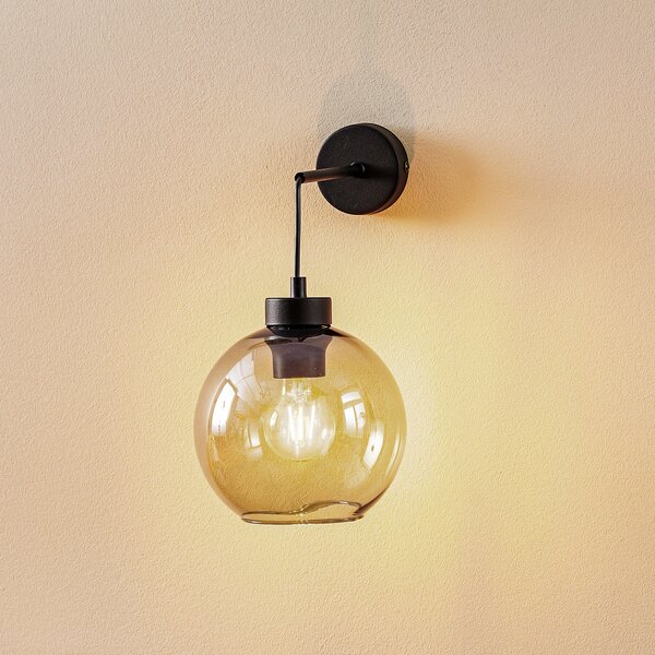 TK Lighting Aplică de perete Cubus, negru/gri fum, sticlă, 30 cm înălțime, E27, reglabil, Gri, Camera de zi / sufragerie, Sticlă, Modern, glob