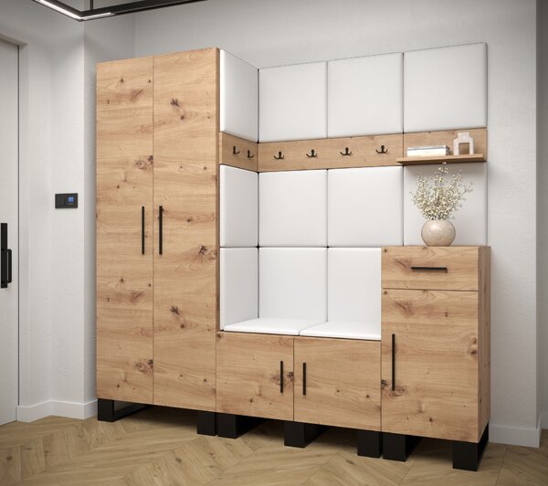 Set mobilier pentru hol Amanda 1 (Stejar artisan + Alb). 1085864