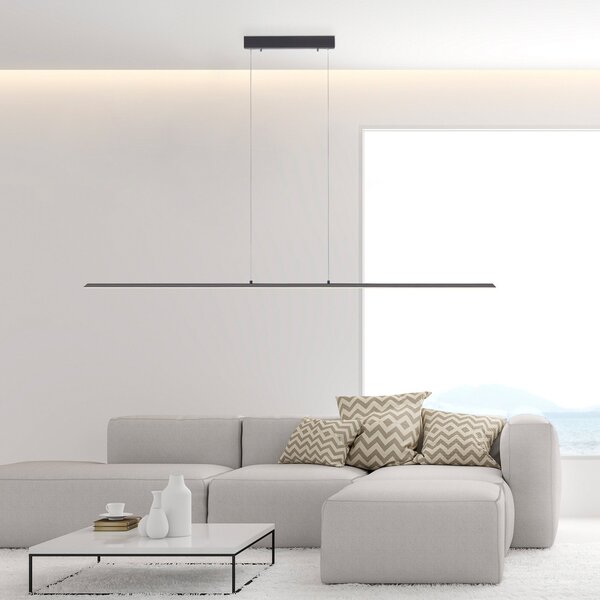 PURE Lampă suspendată LED Lite, grafit, 160 cm, CCT, dimabil, reglabil, Negru, Camera de zi / sufragerie, Aluminiu, Modern