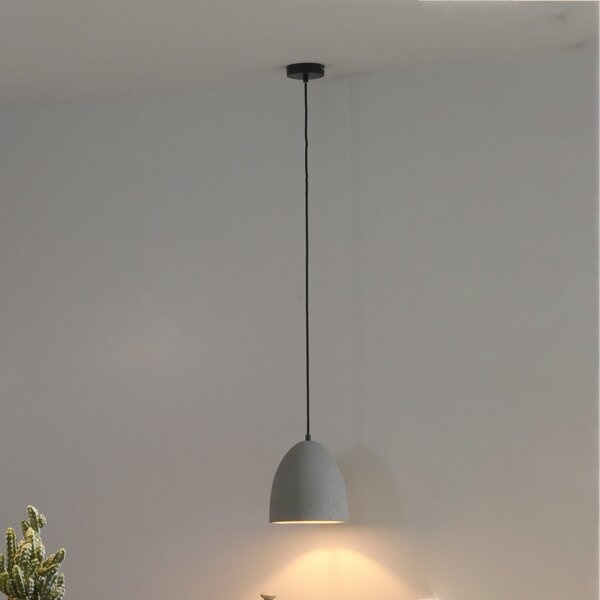 Paul Neuhaus Eton lampă suspendată, gri, beton, Ø 21 cm, G9, reglabil, Gri, dormitor, Beton