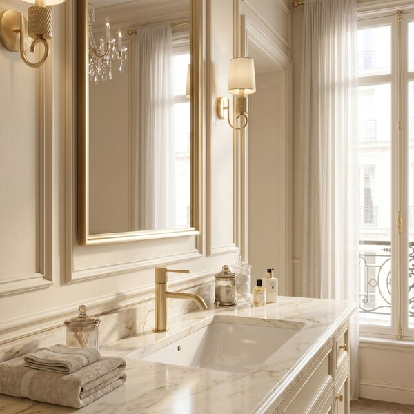 Baterie pentru lavoar Rea Venti Brush Gold Low