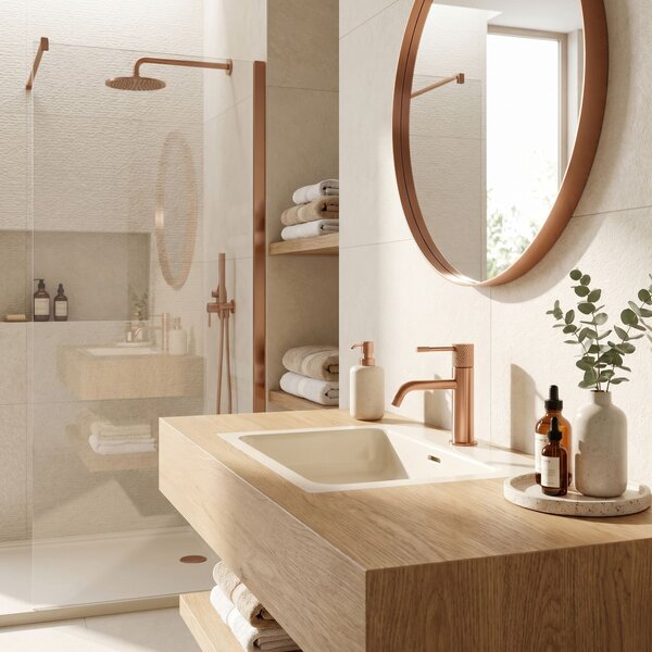 Baterie pentru lavoar Rea Venti Brush Copper Low