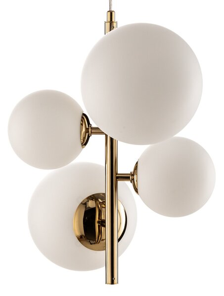 ALDEX Lampă suspendată Dione, cu 4 becuri, aurie, reglabil, Auriu / Alamă, Camera de zi / sufragerie, Sticlă, Modern