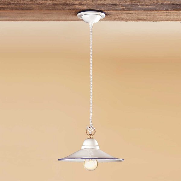 Ceramiche PIATTO lampă suspendată din ceramică, 28 cm, reglabil, Alb, Bucătărie, Ceramică, Casă de țară / Rustic