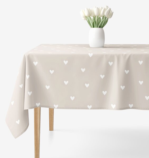 Goldea față de masă 100% bumbac - inimioare pe latte 100 x 140 cm
