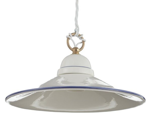 Ceramiche PIATTO lampă suspendată din ceramică, 28 cm, reglabil, Alb, Bucătărie, Ceramică, Casă de țară / Rustic