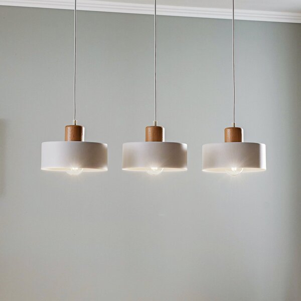EMIBIG LIGHTING Lampă suspendată Tako, 3 becuri, alb, reglabil, Alb, Camera de zi / sufragerie, Metal, Modern