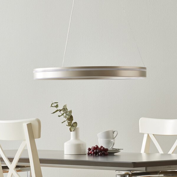 Q-Smart-Home Paul Neuhaus Q-VITO lampă suspendată LED 59cm oțel, reglabil, Metalic, Camera de zi / sufragerie, Metal, Modern
