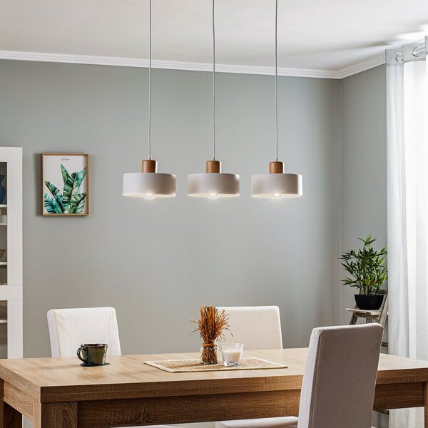 EMIBIG LIGHTING Lampă suspendată Tako, 3 becuri, alb, reglabil, Alb, Camera de zi / sufragerie, Metal, Modern