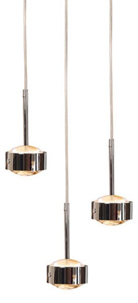 Top Light Lampă suspendată Puk Drop Trio, crom, 3 becuri, G9, reglabil, Metalic, Camera de zi / sufragerie, Metal, Modern
