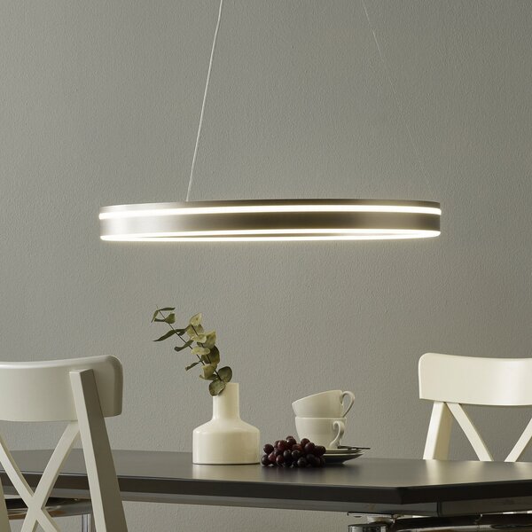 Q-Smart-Home Paul Neuhaus Q-VITO lampă suspendată LED 59cm oțel, reglabil, Metalic, Camera de zi / sufragerie, Metal, Modern