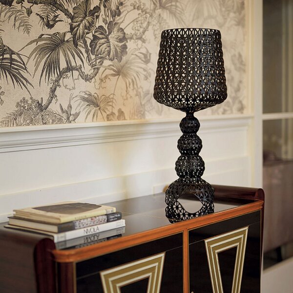 Kartell Lampă de masă LED Mini Kabuki, negru, înălțime 70 cm, reglabil, Negru, Camera de zi / sufragerie, Plastic, Design