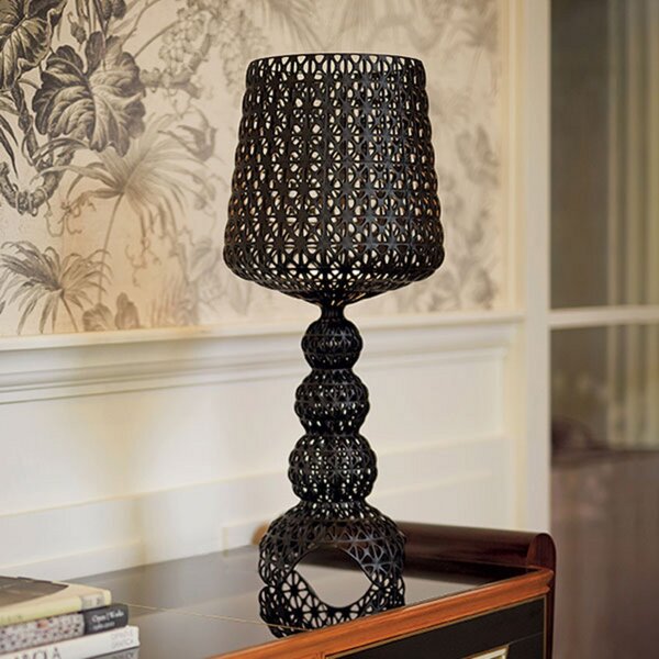 Kartell Lampă de masă LED Mini Kabuki, negru, înălțime 70 cm, reglabil, Negru, Camera de zi / sufragerie, Plastic, Design