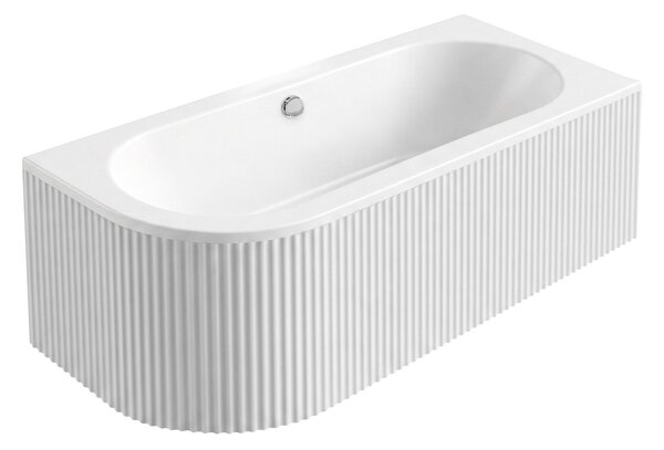 Rea Orion Stripe, cadă de baie de colț acrilică 150x75 cm, dreapta, alb lucios, REA-W0074