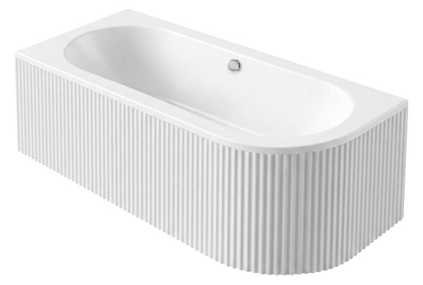 Cadă de baie de colț acrilică Rea Orion Stripe 160x75 cm, stânga, alb lucios, REA-W0072