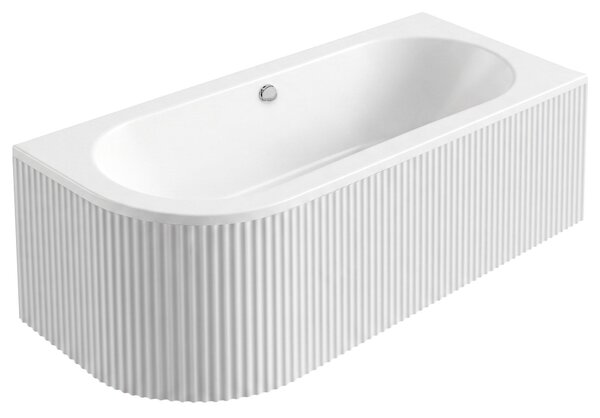 Rea Orion Stripe, cadă de baie de colț acrilică 170x75 cm, dreapta, alb lucios, REA-W0076