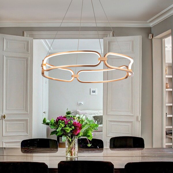 Schuller Valencia Lampă suspendată cu LED Colette, aur roz, Auriu / Alamă, Camera de zi / sufragerie, Aluminiu, Modern