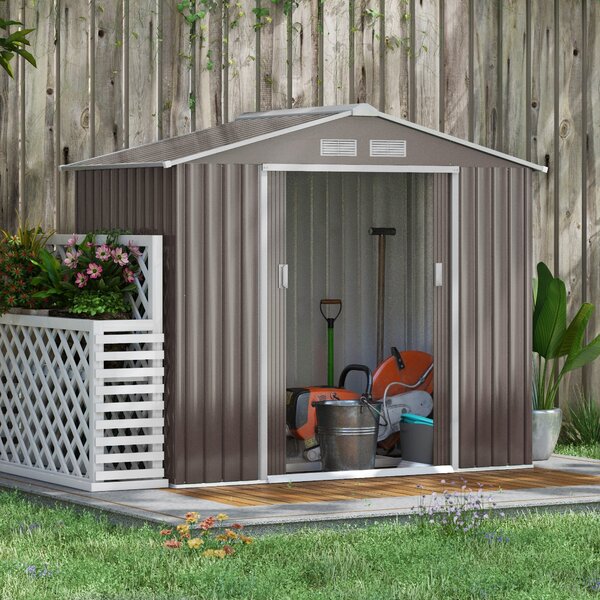 Outsunny Magazie Gradina - Căsuță de Grădină Metal 213x130x185 cm cu Uși Glisante | Aosom Romania