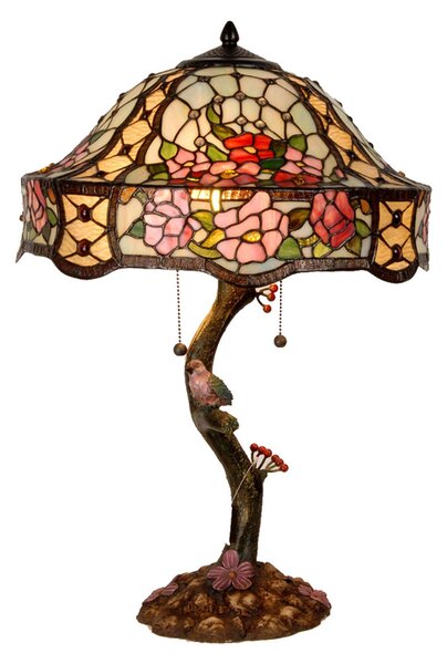 Clayre&Eef Lampă de masă bogat decorată Claire, Multicolor, Camera de zi / sufragerie, Sticlă, Tiffany