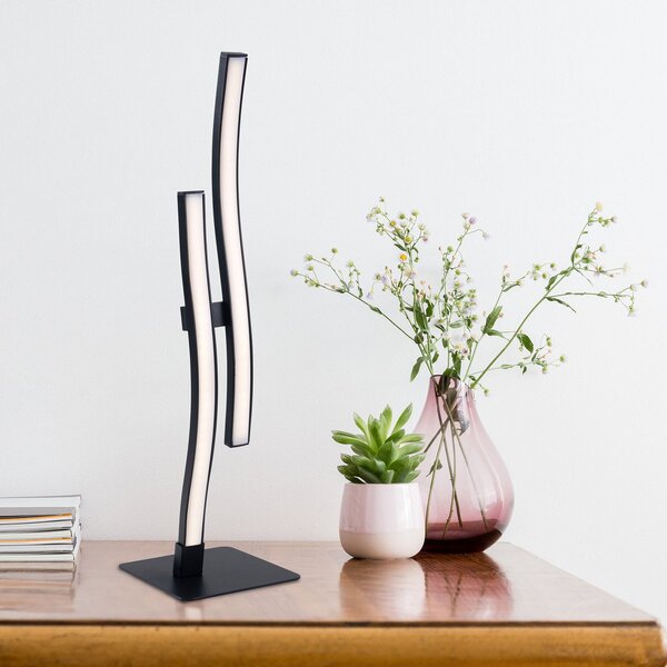 Näve Lampă de masă LED Onda, 2 becuri, Negru, Camera de zi / sufragerie, Metal, Modern