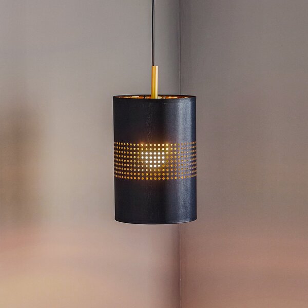 Euluna Lampă suspendată Bogart, 1 bec, negru/auriu, reglabil, Negru, Camera de zi / sufragerie, Metal, Modern