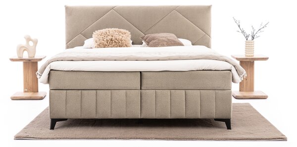 Pat Boxspring Wasil 160x200 cu spațiu de depozitare - catifea bej Element 6