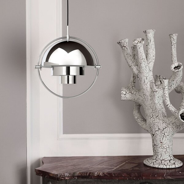 GUBI Lampa suspendată Gubi Multi-Lite, Ø 36 cm, crom/crom, reglabil, Metalic, Camera de zi / sufragerie, Metal, Design