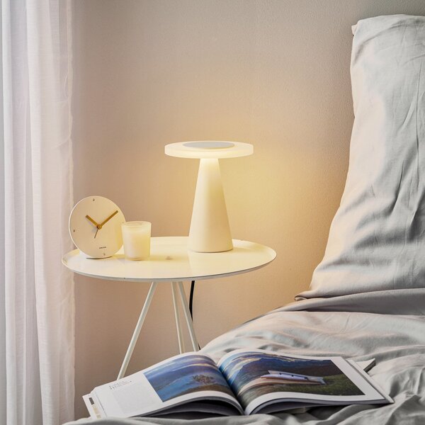 Helestra Bax lampă de masă cu dimmer tactil, alb, reglabil, Alb, dormitor, Metal, Modern