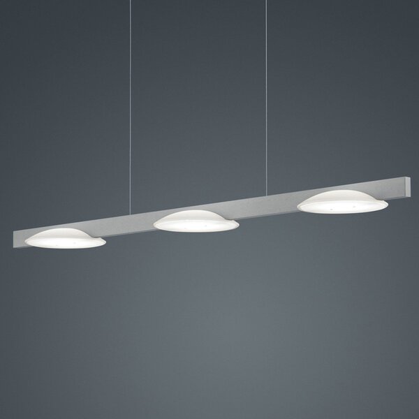 Helestra Pole lampă suspendată LED 3 becuri nichel, reglabil, Gri, Camera de zi / sufragerie, Metal, Modern