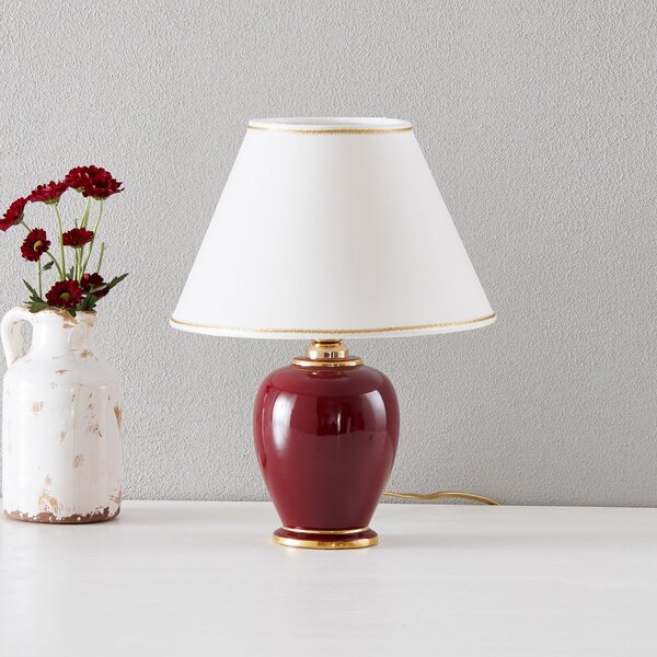 Austrolux Austrolux lampă de masă Giardino Bordeaux 34cm ceramică 24 carate, Roșu, Camera de zi / sufragerie, Ceramică, Modern