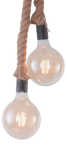 JUST LIGHT. GmbH Lampă suspendată Rope cu funie, 2 becuri, reglabil, Maro / Rugină, Camera de zi / sufragerie, Maritimă