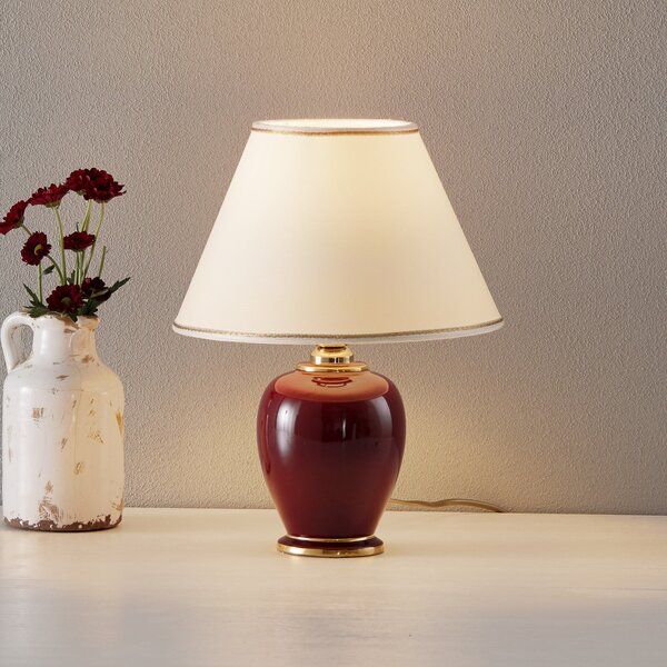 Austrolux Austrolux lampă de masă Giardino Bordeaux 34cm ceramică 24 carate, Roșu, Camera de zi / sufragerie, Ceramică, Modern