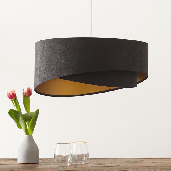 Maco Design Lampă suspendată asimetrică Emi 2-colorată, reglabil, Negru, Camera de zi / sufragerie, Țesătură / Textil, Viața tânără