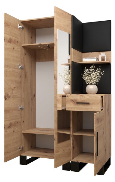 Set mobilier pentru hol Amanda 16 (Stejar artisan + Negru). 1085996