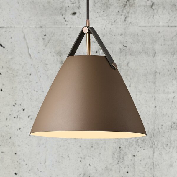 DFTP by Nordlux Lampă suspendată Strap cu abajur metalic bej, 27 cm, reglabil, Maro / Rugină, Camera de zi / sufragerie, Metal, Scandinavă