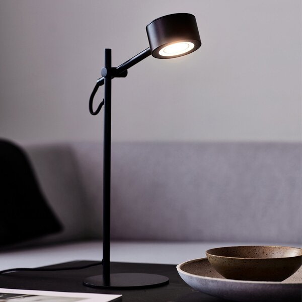 Nordlux Lampă de masă LED Clyde, dimmer integrat, reglabil, Negru, Camera de zi / sufragerie, Metal, Modern